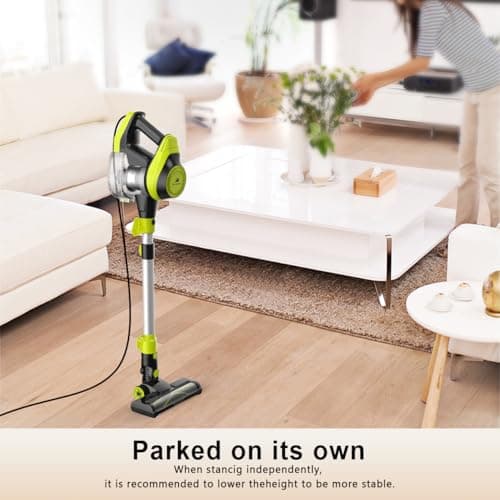 Intercleaner 23Ft Corded Vacuum Cleaner,2 Operation Mode Powerful Suction Stick,19''-30'' Adjustable Tube Handheld Vac for Hard Floors Carpets Pet Hair,Wall Mount Storage 5