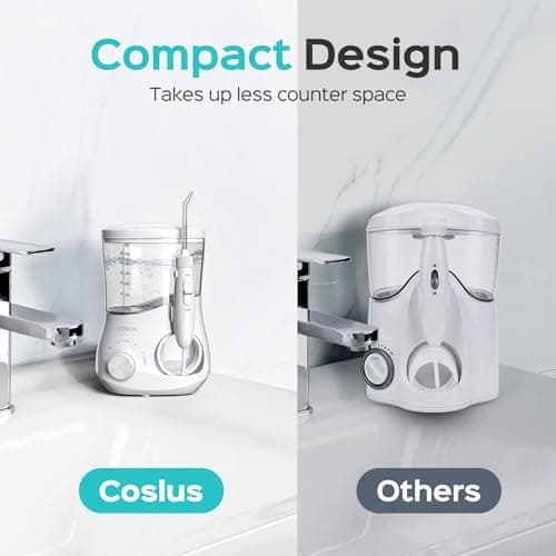 COSLUS E1 Electric Water Flosser for Teeth: Professional Dental Pick for Orthodontic, Sensitive Gums, Braces - 12 Pressure Settings & ​​5 Multi-Functional Tips for Multiple Users, Home Use, White 5