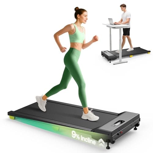 UREVO Walking Pad with Incline, 9% Incline Portable Under Desk Treadmill, 2.5 HP Walking Treadmill Pad for Home and Office, Walking Jogging Running Machine with Remote Control and LED Display