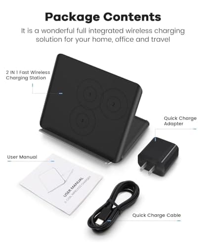 RGBTRON Wireless Charging for Samsung Galaxy Z-Fold Series, 2-in-1, 15W Fast Wireless for Galaxy Z Fold 6/5/4/3, S24/S23/S22,Note20 Ultra, Galaxy Buds2 Pro/2/Live, Black (PD Adapter Included) 7