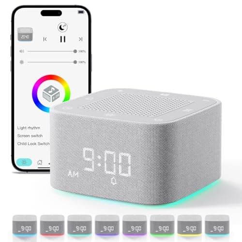 Sound Machine Alarm Clock, 32 Soothing Sounds, Night Lights Bluetooth Speaker, App Control White Noise Machine with Dimmable Clock, Noise Machine for Baby, Kids, Teens, Adult, Best Birthday Gift Ideas 8