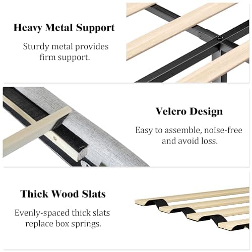 HAOARA Full Size Platform Bed Frame with Upholstered Button Tufted Headboard, Mattress Foundation with Wooden Slat Support, Noise Free, No Box Spring Needed, Easy Assembly, Light Grey 6