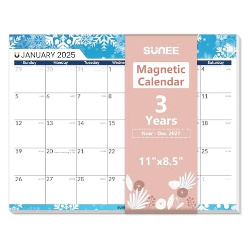 SUNEE Magnetic Calendar for Refrigerator 2025 (8.5" x11") from Now to December 2027 Wall Calendar 3 Year, Fridge Calendar Magnet 2025-2027 Monthly for Family, Seasons Color