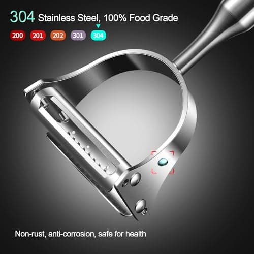 Stainless Steel Vegetable Peeler, 2-in-1 Multi-Function Design,Various Fruits and Vegetables/Straight-edge blades for peeling/Serrated blades for Julienne/Silver (Upgraded Version) 8