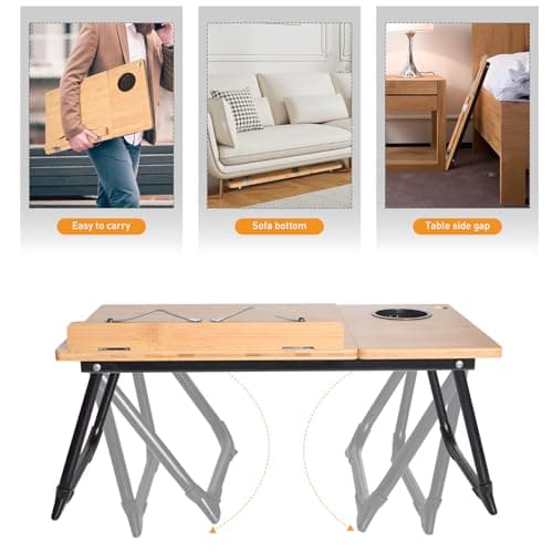 wishacc Book Stand for Reading in Bed, Laptop Stand Adjustable Book Holder Tray with Page Paper Clips Multi Angles Adjustable Cooking Bookstands for Textbook Recipe Magazine Tablet Portable 9