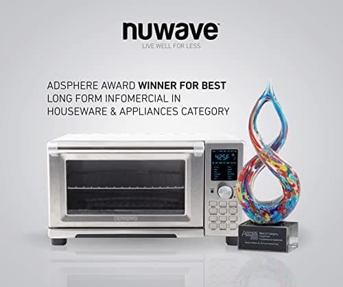 Nuwave Bravo Air Fryer Toaster Smart Oven, 12-in-1 Countertop Convection, 30-QT XL Capacity, 50°-500°F Temperature Controls, Top and Bottom Heater Adjustments 0%-100%, Brushed Stainless Steel Look 8