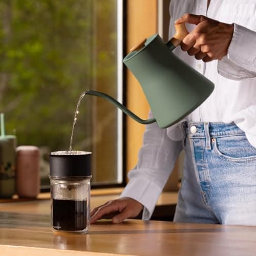 Fellow Stagg EKG Pro Electric Gooseneck Kettle - Pour-Over Coffee and Tea, Quick Heating, Precise Temperature Control, Scheduling, Built-in Brew Timer, Smoke Green with Maple Wood Handle, 0.9 Liter 5
