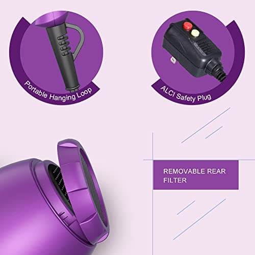 Wazor Compact 1000W Blow Dryer for Kids & Pour Painting Mini Travel Hair Dryer for RV, Ionic Lightweight Dryer with Concentrator, Cool Shot Button, Purple 7