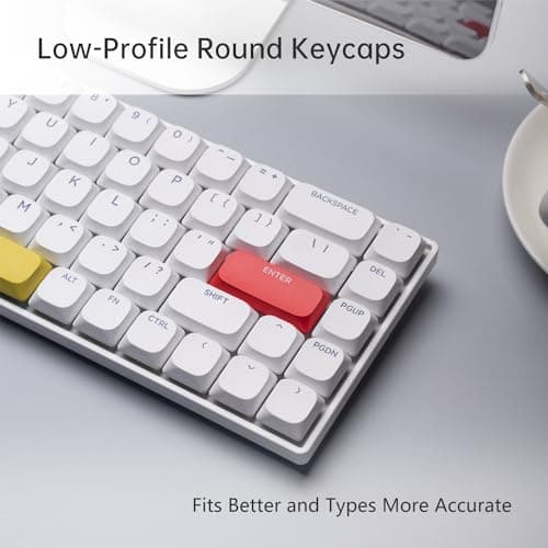 UKVEY 68 Key Low-Profile Mechanical Keyboard, Supports Multiple Devices, Tri-Mode Wired/2.4G Wireless/Bluetooth, 60% Compact, Compatible with Mac/Win, 1500mAh Rechargeable (White, Silent Switch) 8