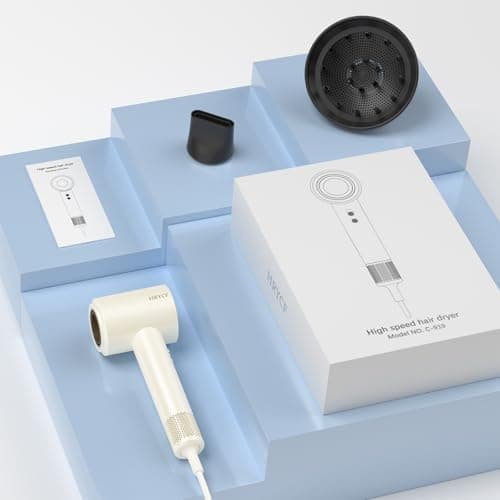 HRYCF Hair Dryer,160000 RPM Blow Dryer with High-Speed Brushless Motor for Fast Drying, Professional Ionic Lightweight Hair Dryers, Thermo-Control Low Noise with Blow Dryers Diffuser & Nozzle 8