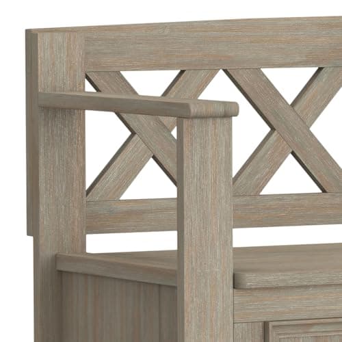 SIMPLIHOME Amherst Entryway Storage Bench - 48 inch Wide Solid Wood Hallway Seat in Distressed Grey, Transitional Bench for Entryway or Living Room with Lift-Up Lid and Spacious Storage 7