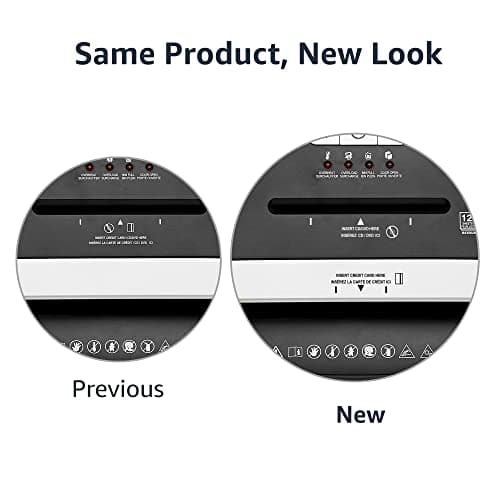 Amazon Basics 12 Sheet High Security Micro Cut Paper, Credit Card and CD Shredder with 6 Gallon Easy Emptying Bin, Casters, Black 6