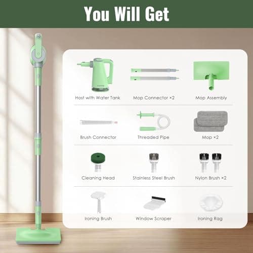 FEPPO Steam Mop & Detachable Handheld Steam Cleaner for Home and Floor Cleaning, 15s Heat-Up, 230°F Floor Steamer for Deep Cleaning with Multi-purpose Attachments Hardwood Floors, Tile,Grout,Furniture 9