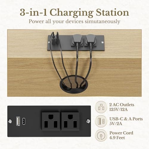 Perledesign Height Adjustable Electric Standing Desk, 67 x 24 Inches Sit Stand up Desk with 2 File Cabinets, AC/USB, 1.18" Desktop, L Shaped Fluted Computer Desk for Home and Office, Light Walnut 9