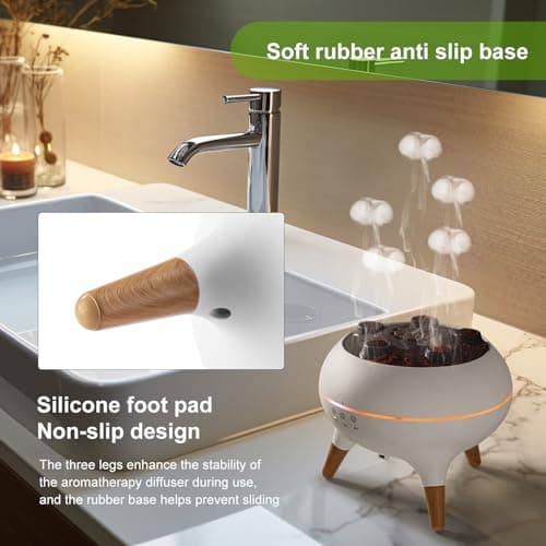 HIROGA Jellyfish Diffuser 250ML, Volcano Diffuser Aroma Diffusers Air Humidifiers 7Color LED, 5 Rings Dynamic Sound Pickup Ultrasonic Aromatherapy Fragrant for Bedroom Office (White) 6