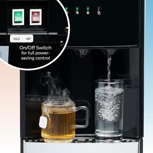 Igloo Retro Bottom Load Water Dispenser, Hot, Cold or Room-Temperature Options, Holds 3 or 5 Gallon Bottles, Child Safety Lock, Perfect for Homes, Kitchens, Dorms, Black 5