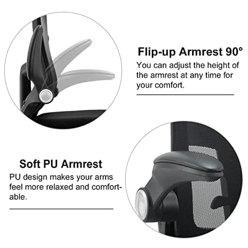 Drafting Chair,Tall Office Chair, Ergonomic Standing Desk Chair with Flip-up Armrests,Mid-Back Counter Height Computer Task Chair with Lumbar Support and Adjustable Footrest Ring,Black 12