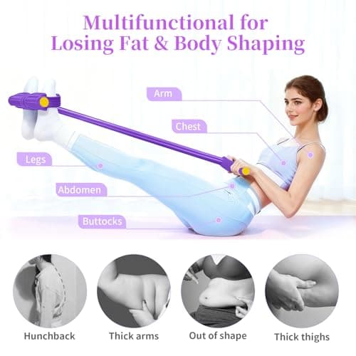 Pedal Resistance Bands with Handles, Durable 6-Tubes Multifunction Pedal Resistance Band, Natural Rubber Foot Pedal Resistance Bands, Fitness Resistance Bands for Abdomen, Waist, Arm, Leg (Purple) 6