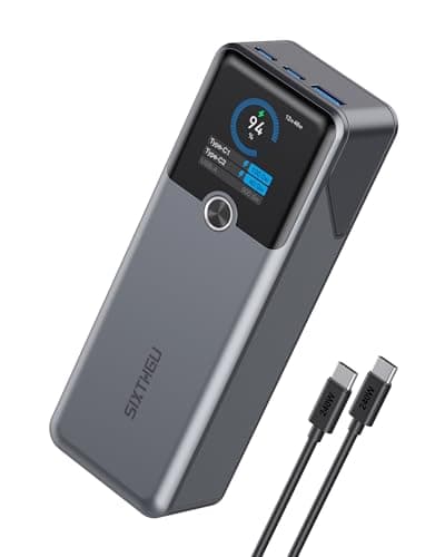 SIXTHGU Laptop Power Bank, 3-Port 20,000mAh Portable Charger with 200W Max Output, PD 3.1 Fast Charging, Flight-Approved for Travel, PowerTower, for MacBook, iPhone 17/16 Series, and More(Grey)