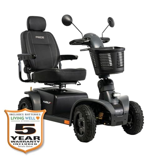 Pride Pursuit 2, Outdoor Mobility Scooter, 400 lbs. Weight Capacity, with 5-Year Extended Warr (Grey, 18″ × 18″ – 20″ Seat, 50 Ah Battery)