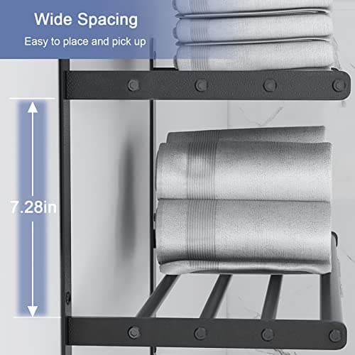 Hotel Towel Racks for Bathroom Wall Mounted, BETHOM 24 Inch Towel Shelf for Bathroom, 3-Tier Bathroom Towel Rack with Tower Bars, Matte Black 5