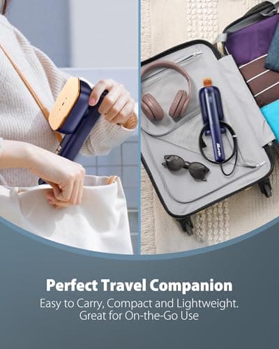 Steamer for Clothes, Sundu Portable 2-in-1 Steamer & Iron, 15s Heat-up, 100ml Tank, Ironing Gloves, 20 Min Steam, Wrinkle Remover, Garment Steamer for Travel & Home (Purple) 5