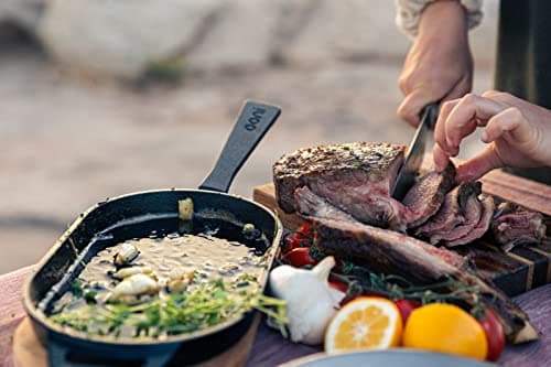 ooni Cast Iron Sizzler Pan - Griddle Frying Pan, 12" x 6" Sizzler Plate with Removable Handle and Bamboo Trivet, Pre-Seasoned Non-Stick Oven Safe Cookware, Pizza Oven and BBQ Accessories 6