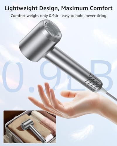 Hair Dryer, 160000 RPM High-Speed Ionic Blow Dryer Portable Professional Lightweight Hair Dryers with 200 Million Negative Ions, Fast-Drying, Quiet Hair Dryer with Nozzle for Travel, Home, Salon（HF03） 7