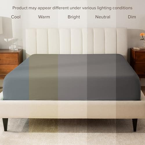 Bare Home 100% Organic Cotton Full Extra Long Fitted Sheet - Crisp Percale Weave - Lightweight & Breathable - Deep Pocket Fitted Sheet (Full XL, Grey) 9