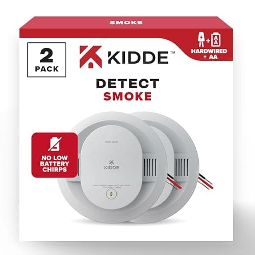Kidde Hardwired Smoke Detector, AA Battery Backup, Interconnectable, LED Warning Light Indicators, 2 Pack
