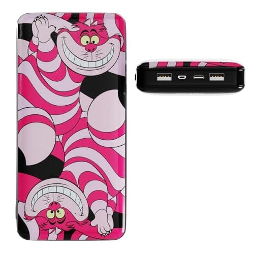 Disney Alice in Wonderland 10,000Mah Power Bank- Universally Compatible Portable Phone Charger Battery Pack w/USB Charging Port - Cheshire Cat Gifts for Women, Men, Teens and Kids