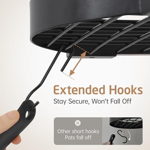 KES 48 Inch Large Hanging Pot Rack Ceiling Mount with 130lb High-Capacity, Ceiling Pot and Pan Hanging Rack with 20 Hooks, Heavy Duty Pot Hangers for Kitchen, Matte Black, KUR530S122-BK 9