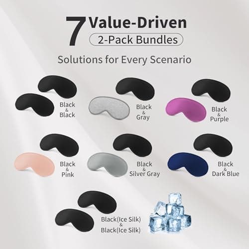 3D Sleep Mask for Men Women 2 Pack, Blackout Eye Mask for Sleeping Eye Mask for Side Sleeper, Memory Foam Adjustable&Washable, Airplane Travel Essentials Couples Yoga Meditation Office Black & Black 9