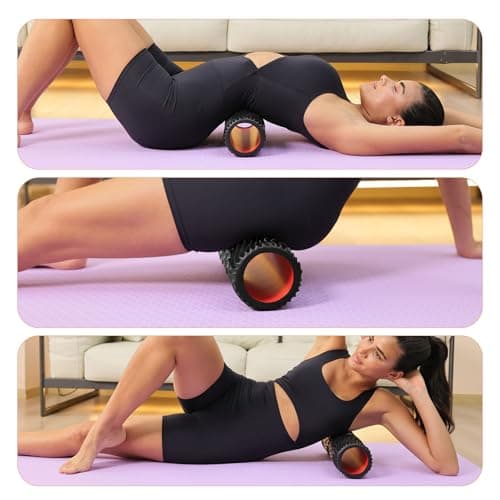 CINDALOG Foam Roller, 15" High Density Foam Back Roller, Wave Textured Massage Roller for Deep Muscle Massage Pilates Yoga,Fitness Exercise Roller for Whole Body Release(Black) 6