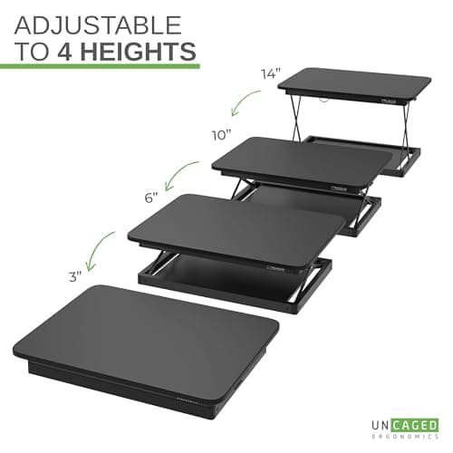 Uncaged Ergonomics Changedesk Mini Small Standing Desk Converter Height Adjustable Desktop Sit-To-Stand Up Desk Riser Laptop Table Top Standing Converter, Black 6