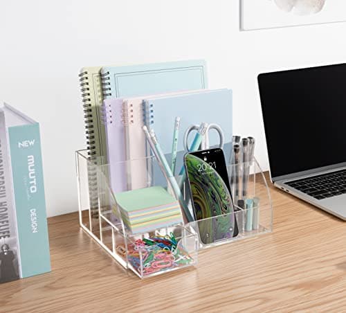 My Space Organizers Clear Acrylic Desk Oganizer, 9 Compartments, Office Supplies and Desk Accessories Organizer, Home Decor Desktop Organizer (Clear) 5