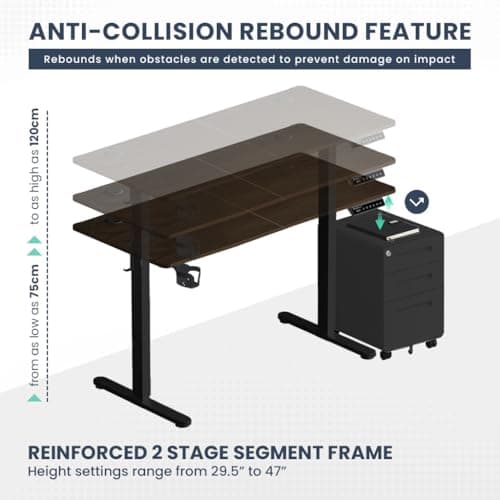 MOTIONGREY - Electric Motor Height Adjustable Standing Desk, Ergonomic Stand Up Desk, Adjustable Computer Sit Stand Desk Stand (Black + Black, 55 Inch) 5