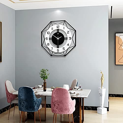 JUJUDA Large Wall Clocks for Living Room Decor Modern Silent Wall Clock for Home House Kitchen Bedroom Decorative Big Wall Clock Non Ticking Battery Operated Quartz for Bathroom Outdoor Indoor 17 in 6