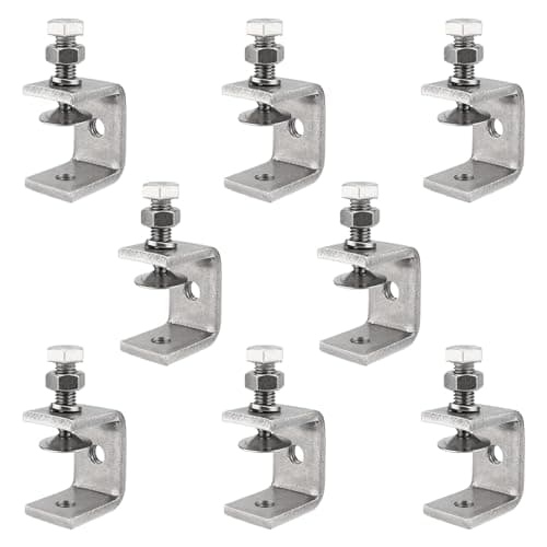 ZEONHEI 8 Pack 1 Inch Mini C Clamps, Stainless Steel C Clamp Tiger Clamp with Wide Jaw Opening, Heavy Duty C Clamps Metal U Clamps for Woodworking, Metal Working, Welding