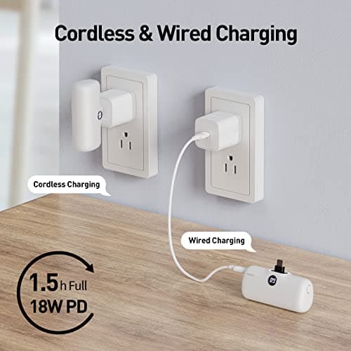 iWALK Small Portable Charger, 4,800mAh 18W PD Fast Charging Power Bank with Built-in USB-C Connector, External Mini Battery Pack for Samsung Galaxy S25/S24/S23, Android, iPhone 15/16/Pro/Max, White 6