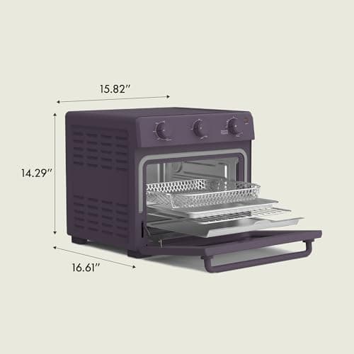 bella Air Fry Toaster Oven, 7 Preset Cooking Options, Dishwasher-Safe EverGood Coated Trays Included, 60-Minute Auto Shutoff w Audible Timer, Power Indicator Light, 1700 Watt, Plum 8
