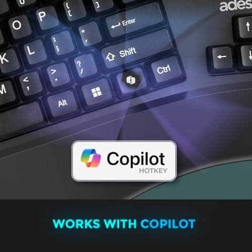 Adesso EasyTouch 150 Ergonomic Wired Mechanical Keyboard with Cherry MX Brown Switches, Integrated Palm Rest, Dedicated Copilot AI Hotkey, Full-Sized Layout with Numeric Pad for Comfortable Typing 8