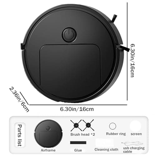Neroyaner Automatic Robotic Vacuum Cleaner,3 in 1 Robot Cleaner with Strong Suction,Avoid Obstacles Robot Vacuum Cleaner,Low Noise Robot Vacuum Mop for Pet Hair,Carpet Black 7