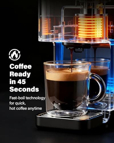 KIDISLE 20 Bar Espresso Machine, Compatible with Nespresso Original & Dolce Gusto Capsules, Ground Coffee & ESE Pods, 47.3oz Tank, One-Touch Boil, Smart Controls, Drip Tray & Storage 4