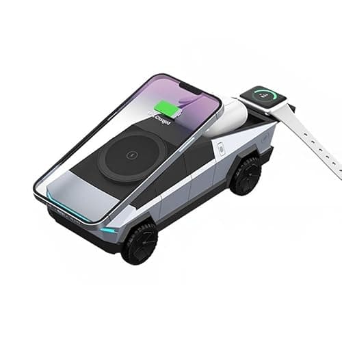 3 in 1 Charging Station Cybertruck Wireless Charger for iPhone 16/15/14/13/12 Series for Watch 10 9 8 7 6 5 4 3 2 SE and Ultra Series for Airpods 4 3 2 Pro (Silver)