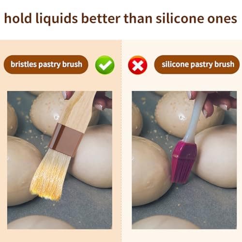 3 Pcs Pastry Brush, Natural Bristle Basting Brush, Cooking Brush, Food Brush, Butter Brush, Baster Brush, BBQ Brushes for Sauce, Kitchen Baking Brushes for Oil, Grilling, Marinade 9