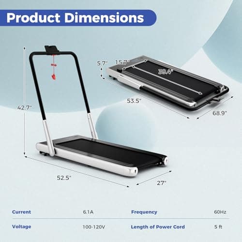 GYMAX Walking Pad Treadmill, 3HP Under Desk Treadmills with 340LBS Capacity, LED Display, Remote & APP Control, 3 in 1 Portable Compact Running Jogging Machine for Home Office Gym Exercise (Silver) 7