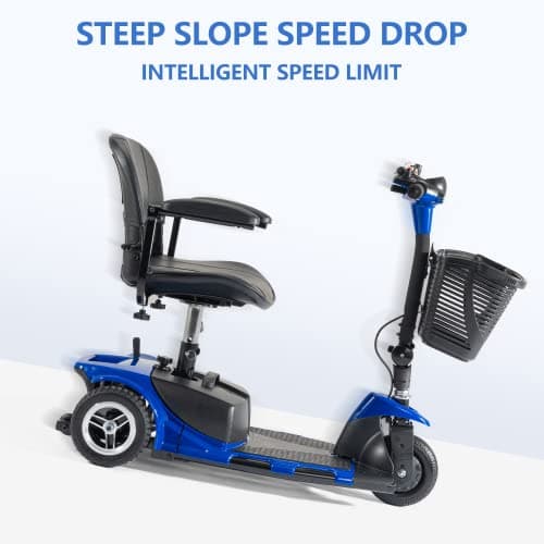 cebihy 3 Wheel Mobility Scooter, Electric Power Mobile Wheelchair for Seniors Adult with Lights Collapsible and Compact Duty Travel Scooter w/Basket and Extended Battery Small Blue 5