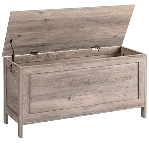 HOOBRO Toy Box, Retro Wooden Look Storage Chest with Safety Hinge, Entryway Storage Bench Supports 220 lb, 39.4 x 15.7 x 18.9 Inches Toy Chest Organizer, Easy Assembly (Greige) BG100CW01