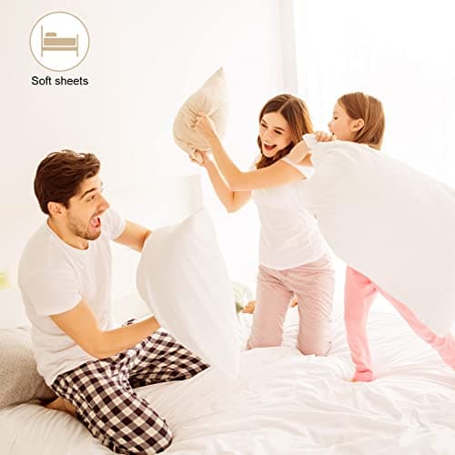 Hoolerry 10 Pack Bedding Twin Fitted Sheets Bulk Fitted Twin Size Bottom Sheets 38'' x 75'' Fits Mattresses up to 12" Deep(White) 6